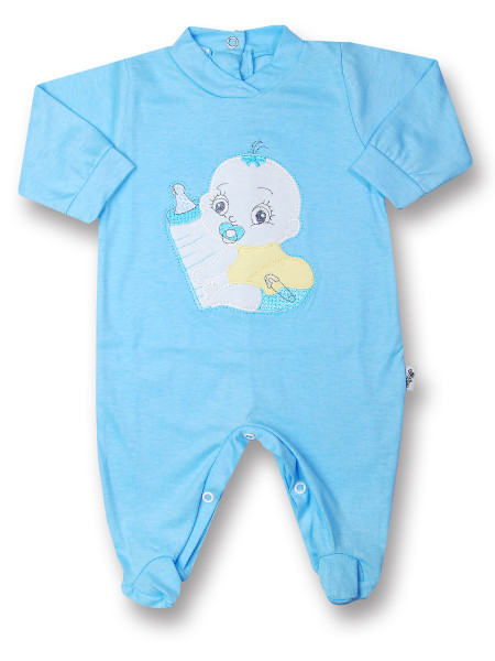 Baby Footie Baby: I'll get the baby bottle. Colour turquoise, size 6-9 months Turquoise Size 6-9 months