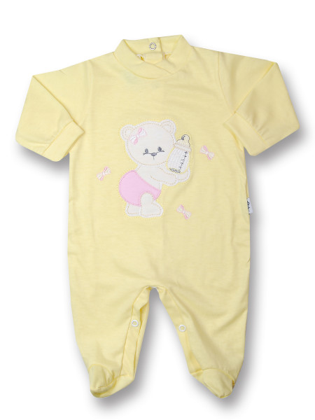 Baby footie bear with cotton bottle. Colour yellow, size 3-6 months Yellow Size 3-6 months