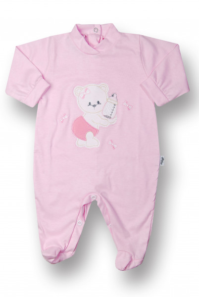 Baby footie bear with cotton bottle. Colour pink, size 0-3 months Pink Size 0-3 months