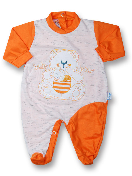 Cotton baby footie baby bear with mom. Colour orange, size 3-6 months Orange Size 3-6 months