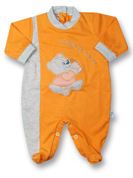 Cotton baby footie, milk makes milk grow. Colour orange, size 1-3 months Orange Size 1-3 months