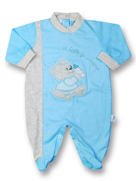 Cotton baby footie, milk makes milk grow. Colour turquoise, size 1-3 months Turquoise Size 1-3 months