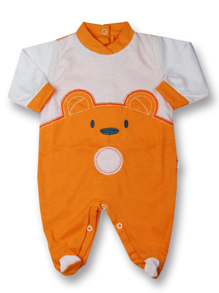 Baby footie Baby bear wow in cotton. Colour orange, size 0-1 month Orange Size 0-1 month