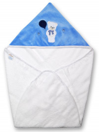 Baby bear triangle bathrobe with balloon. Colour light blue, one size