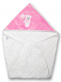Baby bear triangle bathrobe with balloon. Colour fuchsia, one size