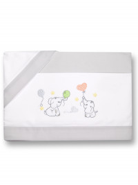 Next2me cradle sheet with elephants, in cotton. Colour grey, one size