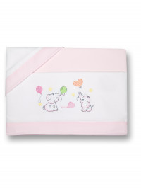 Next2me cradle sheet with elephants, in cotton. Colour pink, one size