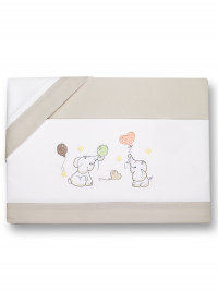 Next2me cradle sheet with elephants, in cotton. Colour turtledove, one size