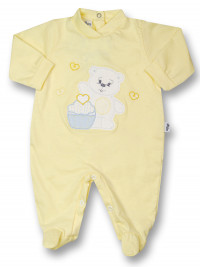 Baby footie cotton pastry. Colour yellow, size 6-9 months
