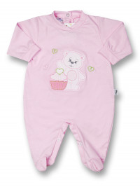 Baby footie cotton pastry. Colour pink, size 3-6 months