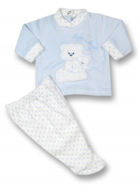 Baby outfit chenille bye bye. Colour light blue, size 0-1 month