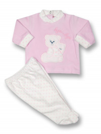 Baby outfit chenille bye bye. Colour pink, size 0-1 month