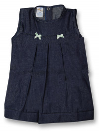 Sleeveless newborn cotton dress with bows. Colour blue, size 3-6 months