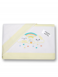 Newborn baby bed sheets 3pcs with pillowcase Rain of hearts. Colour yellow, one size