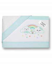 Newborn baby bed sheets 3pcs with pillowcase Rain of hearts. Colour green, one size