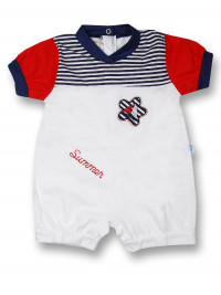 Romper newborn baby boat in a flower with stripes. Colour white, size 3-6 months