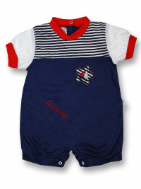 Romper newborn baby boat in a flower with stripes. Colour blue, size 3-6 months