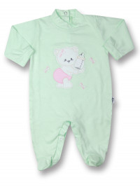 Baby footie bear with cotton bottle. Colour pistacchio green, size 3-6 months