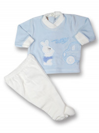 Baby outfit 2 pcs Baby rabbit & car. Colour light blue, size 0-1 month