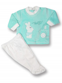 Baby outfit 2 pcs Baby rabbit & car. Colour green, size 1-3 months