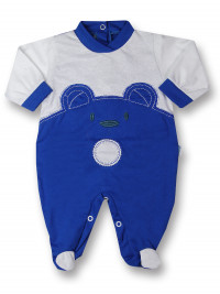 Baby footie Baby bear wow in cotton. Colour light blue, size 3-6 months