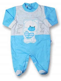 Baby footie cotton Teddy love. Colour turquoise, size first days