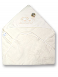 Sponge bathrobe Puppy friends. Colour creamy white, one size