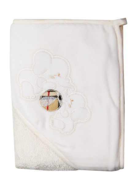 Newborn baby triangle bathrobe Elefantini in cotton. Colour creamy white, one size 3