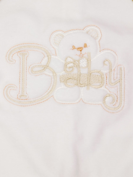 Baby footie in chenille baby bear. Colour creamy white, size first days 2