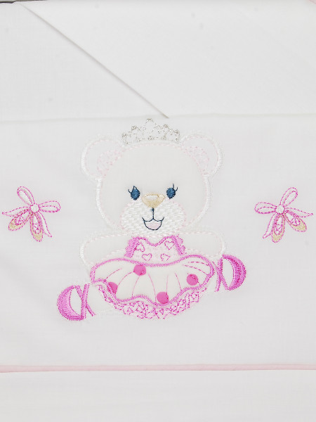 Newborn baby cot 3pcs sheets with baby princess pillowcase. Colour pink, one size 2