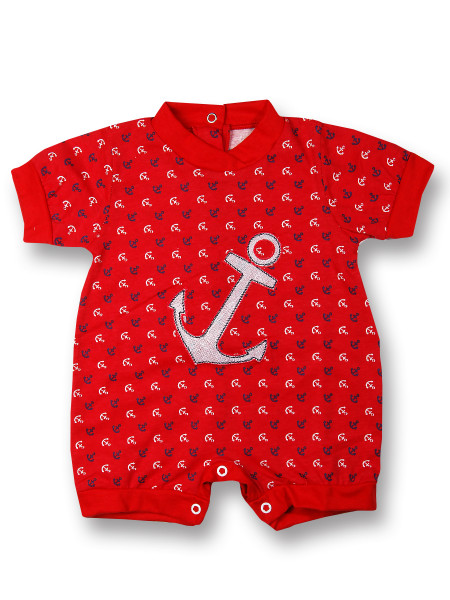 Romper cotton baby we drop anchor. Colour red, size 1-3 months Red Size 1-3 months