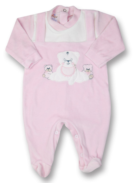 Baby footie Baby bear happy in chenille. Colour pink, size 0-3 months Pink Size 0-3 months