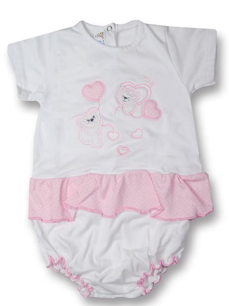 Cotton baby outfit Teddy bears and little hearts. Colour white, size 3-6 months White Size 3-6 months