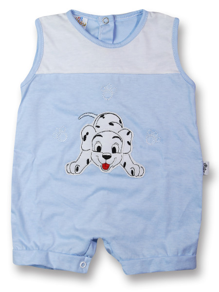 Dalmatian cotton sleeveless baby Romper. Colour light blue, size 0-1 month Light blue Size 0-1 month