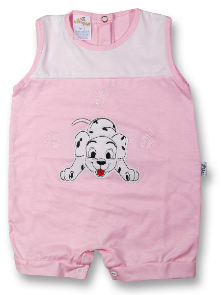 Dalmatian cotton sleeveless baby Romper. Colour pink, size 1-3 months Pink Size 1-3 months