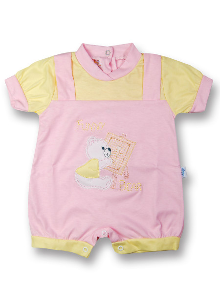 romper baby bear cotton painter. Colour pink, size 0-1 month Pink Size 0-1 month