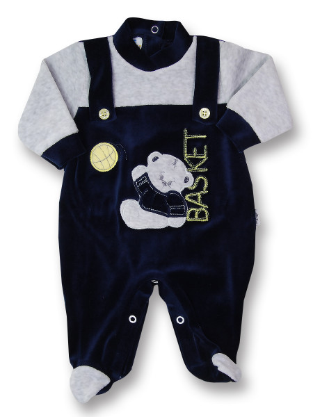 baby footie basketball with suspenders. Colour blue, size 0-1 month Blue Size 0-1 month