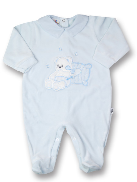 baby footie baby bear on chenille pillow. Colour light blue, size 3-6 months Light blue Size 3-6 months