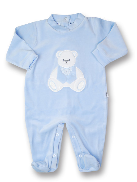 baby footie in chenille baby bear sitting. Colour light blue, size 3-6 months Light blue Size 3-6 months