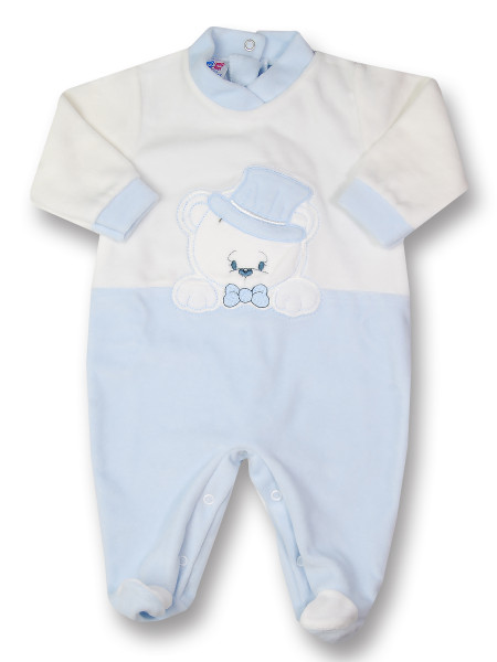 baby footie baby bear with chenille tuba. Colour light blue, size 1-3 months Light blue Size 1-3 months