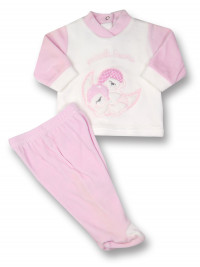 baby footie outfit chenille little treasures. Colour pink, size 0-1 month