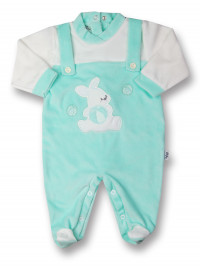 Baby footie passes the ball in chenille. Colour green, size 1-3 months