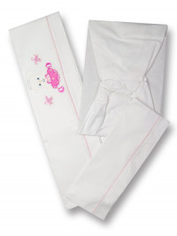 Newborn baby cot 3pcs sheets with baby princess pillowcase. Colour coral pink, one size