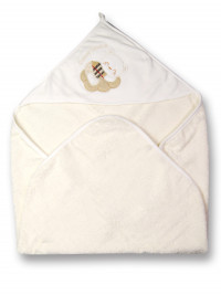 Newborn baby triangle bathrobe in terry towelling sweet dreams. Colour creamy white, one size