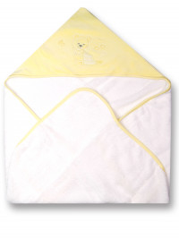 Newborn baby triangle bathrobe cotton towel. Colour yellow, one size