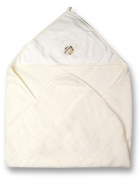 Newborn baby triangle bathrobe Elefantini in cotton. Colour creamy white, one size