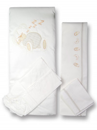 Coordinated cradle cover and cotton sleeper bed sheet. Colour creamy white, one size