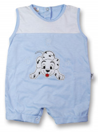 Dalmatian cotton sleeveless baby Romper. Colour light blue, size 1-3 months