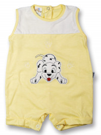 Dalmatian cotton sleeveless baby Romper. Colour yellow, size 0-1 month