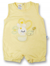 Bunny Romper in hot air balloon. Colour yellow, size 1-3 months